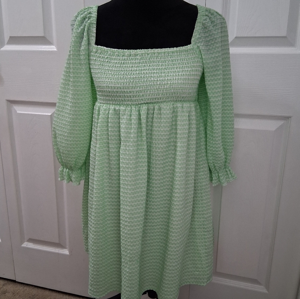 Cider Mint Green Textured Fabric With Smocked Bodice Size XL